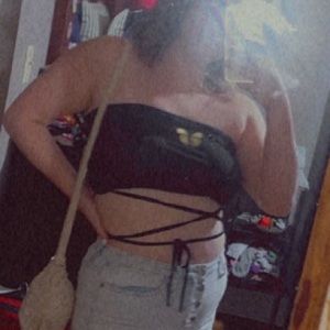 butterfly criss cross strapless shirt